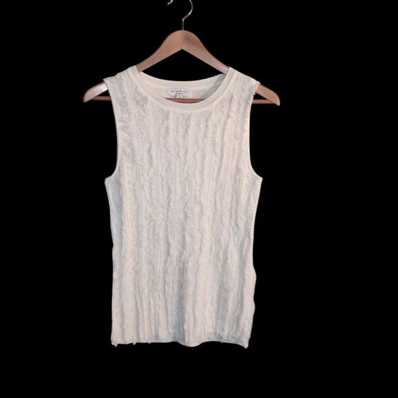 Current Air Elegant White Cable Knit Sleeveless Top Ladies Medium - Picture 1 of 7